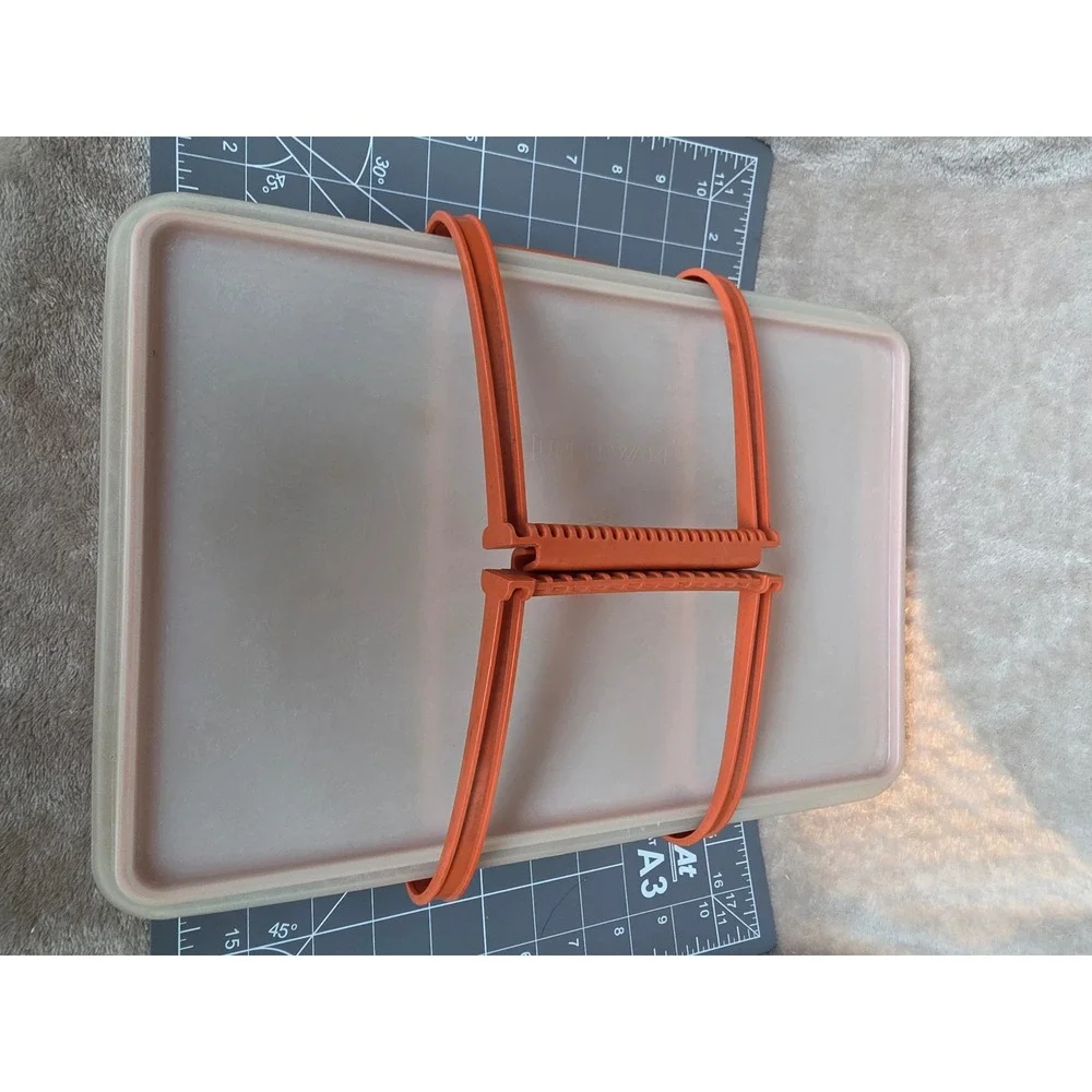 Vintage Tupperware Craft Tackle Box Organizer Orange Modular Trays 1532 1534